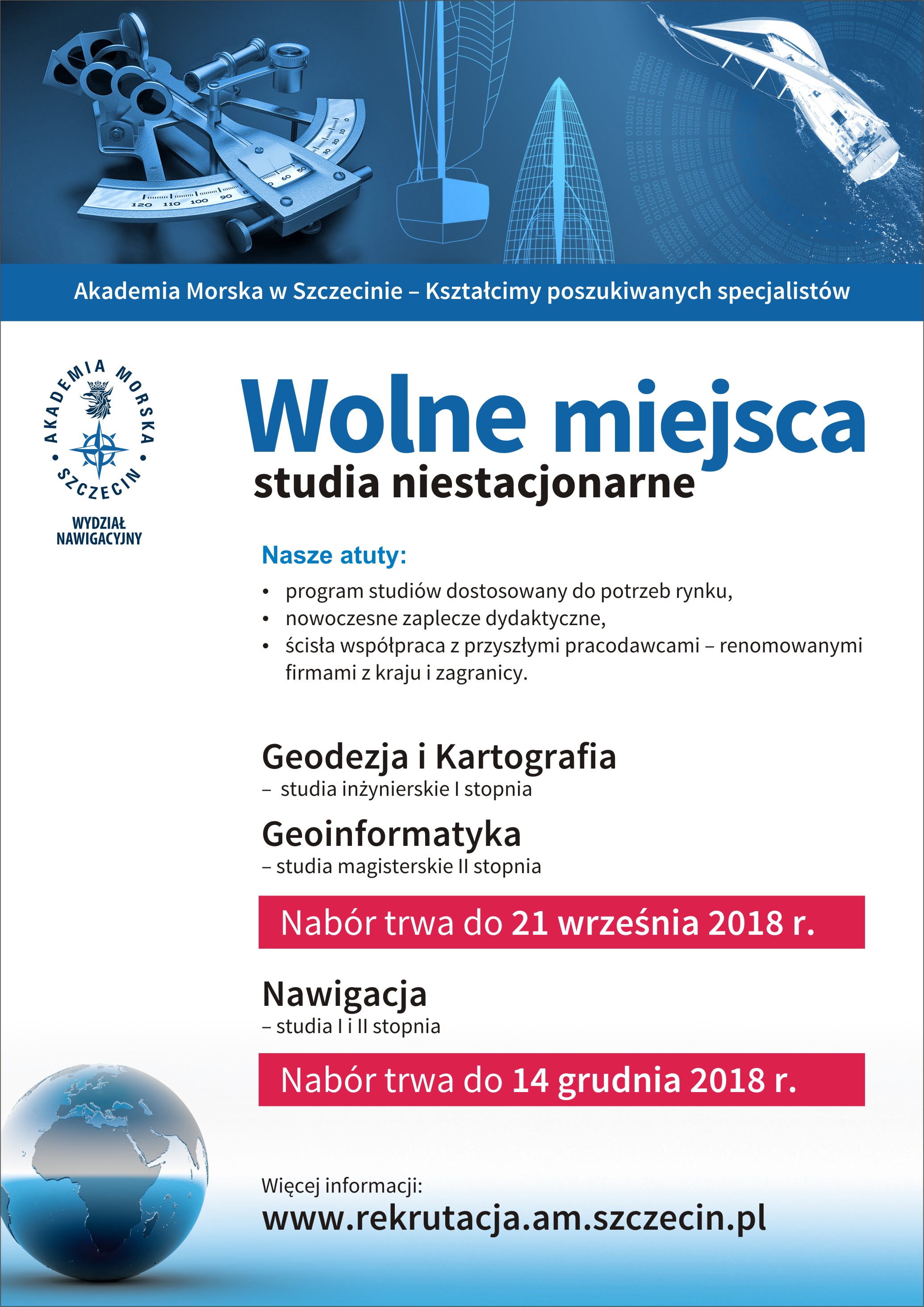 Wolne miejsca na studiach niestacjonarnych w Akademii Morskiej w Szczecinie - plakat