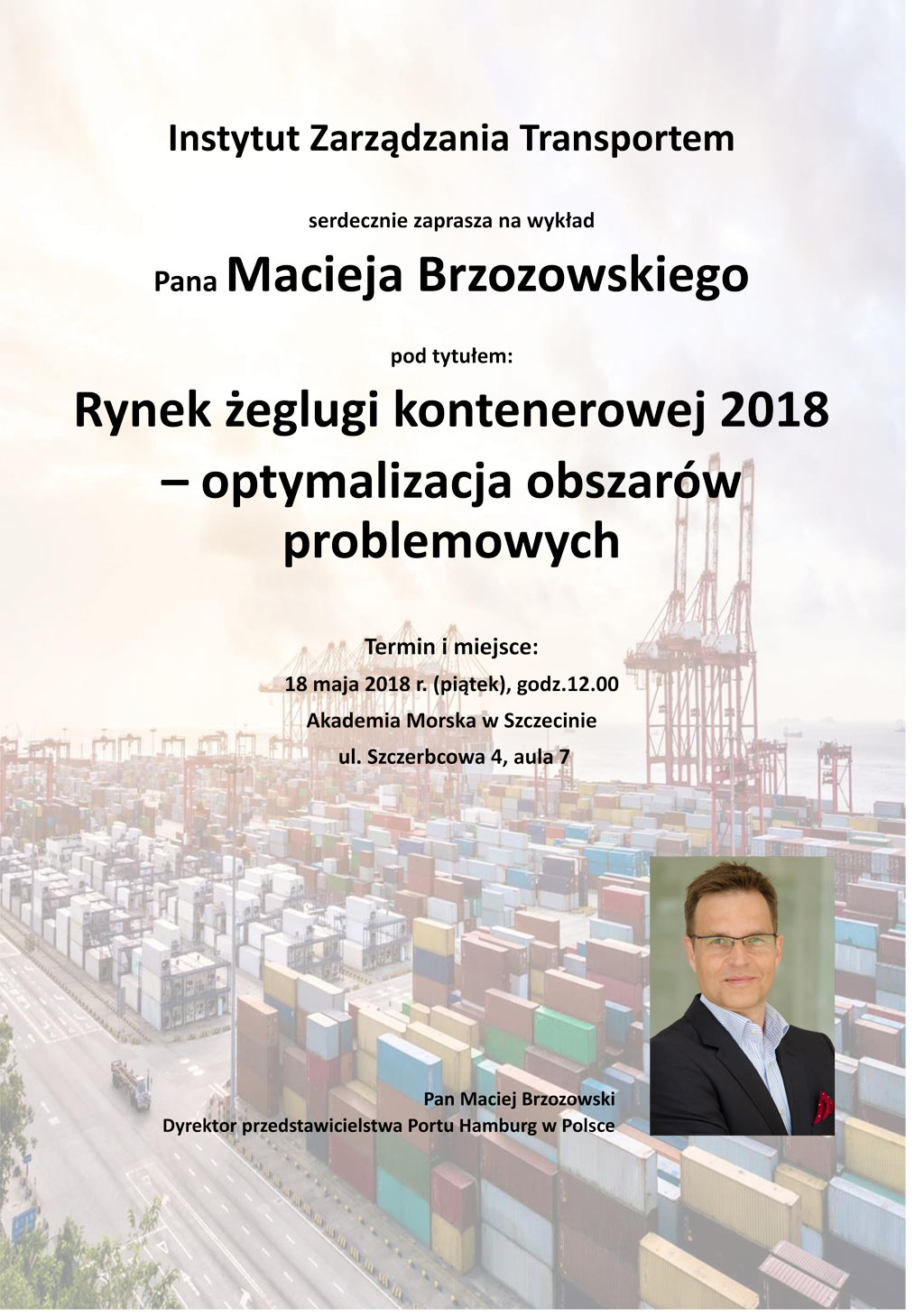 Rynek żeglugi kontenerowej 2018 – optymalizacja obszarów problemowych - plakat