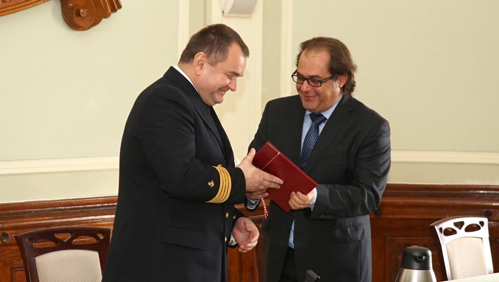 Rektor AM W. Ślączka i minister M. Gróbarczyk podczas posiedzenia Komitetu PAN w Szczecinie