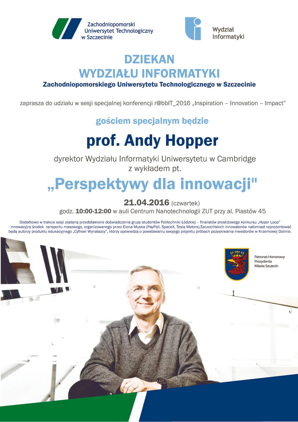  Zaproszenie na wykład profesora Uniwersytetu w Cambridge - plakat