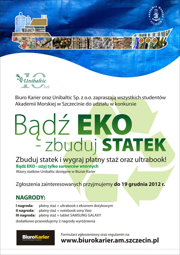 Bądź eko - zbuduj statek - plakat zaproszenie