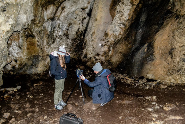 Students in the cave