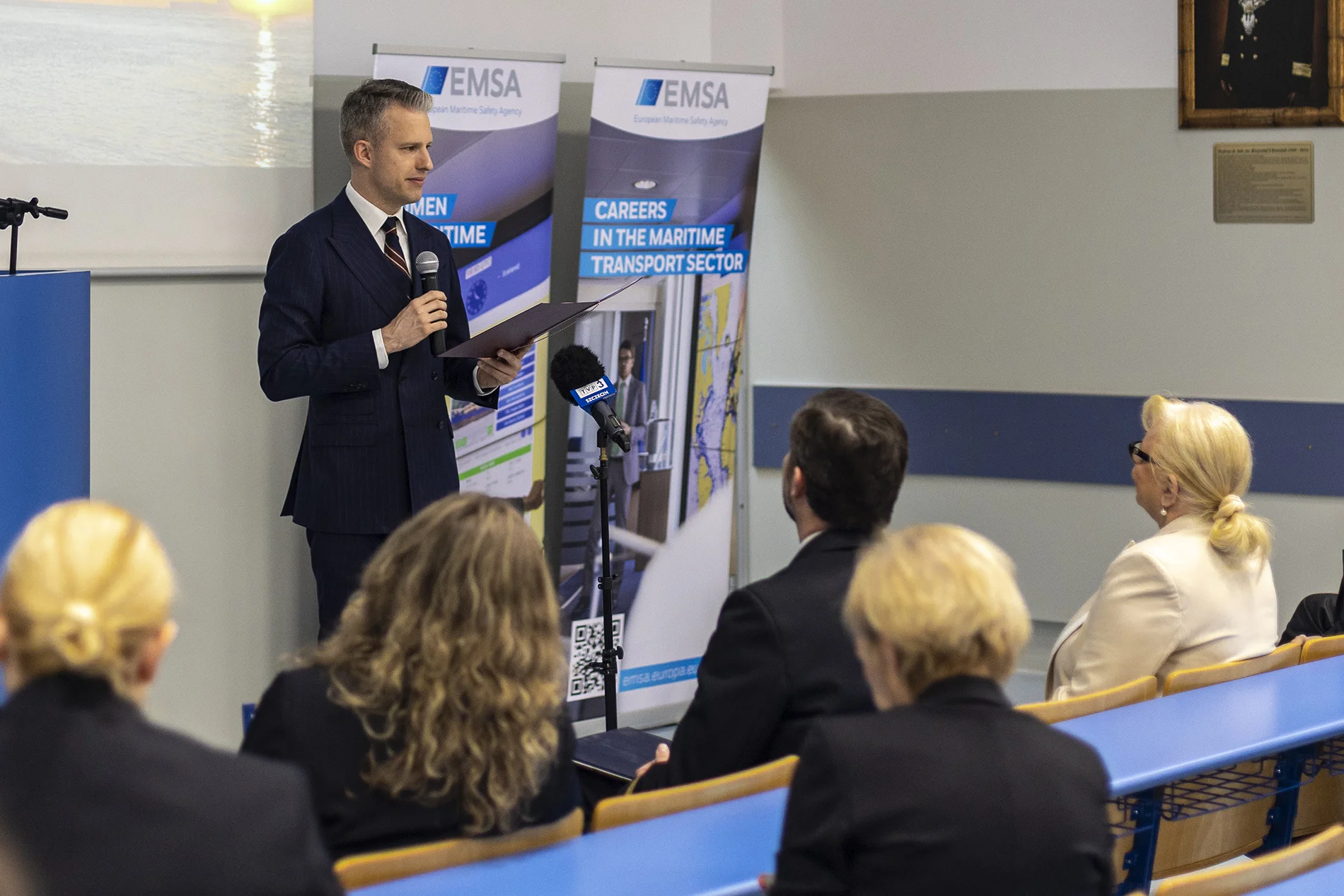 Wiceminister infrastruktury Arkadiusz Marchewka podczas otwarcia EMSA Open Day