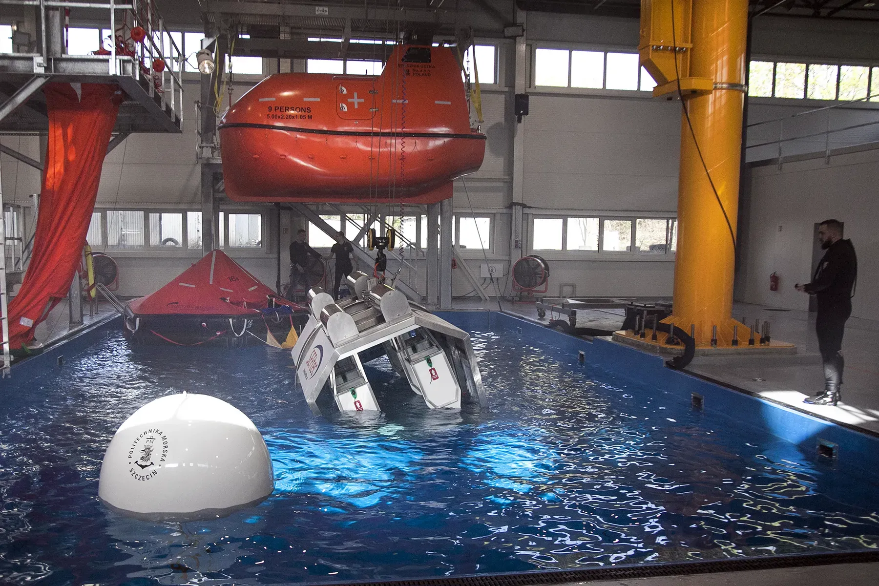 MUSTC Offshore Training Centre inside - a training pool with HUET immersed