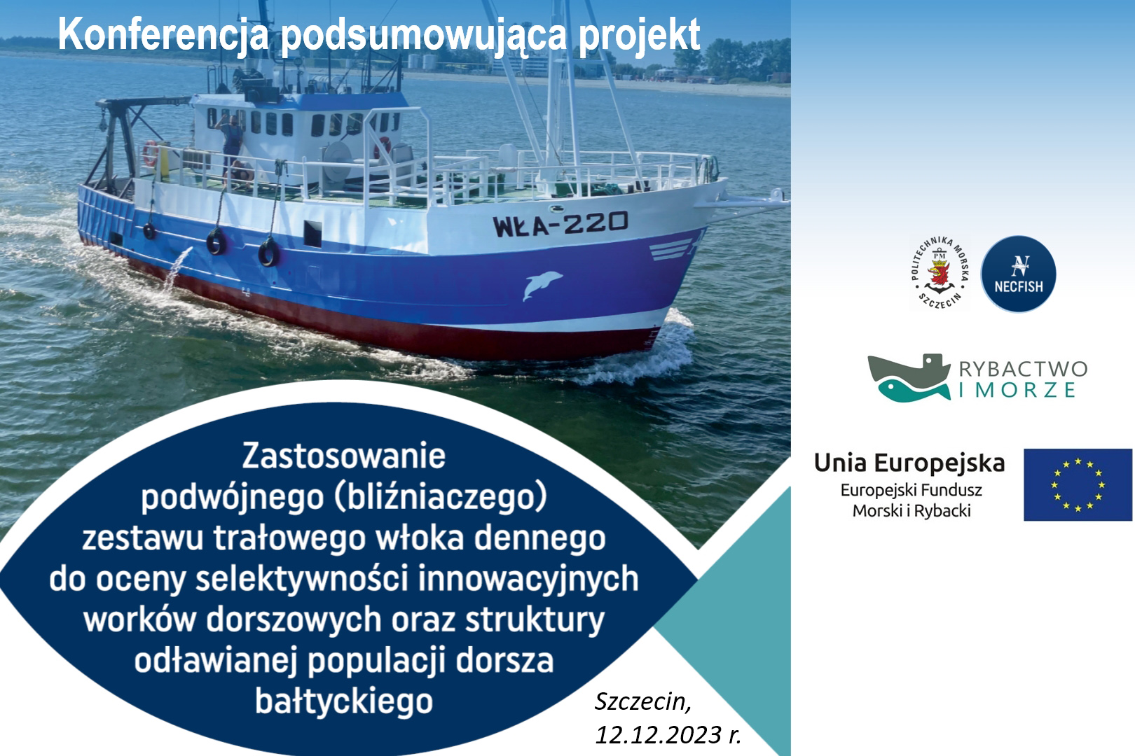 Konferencja Dorsze III - plakat z kutrem biorącym udział w projekcie