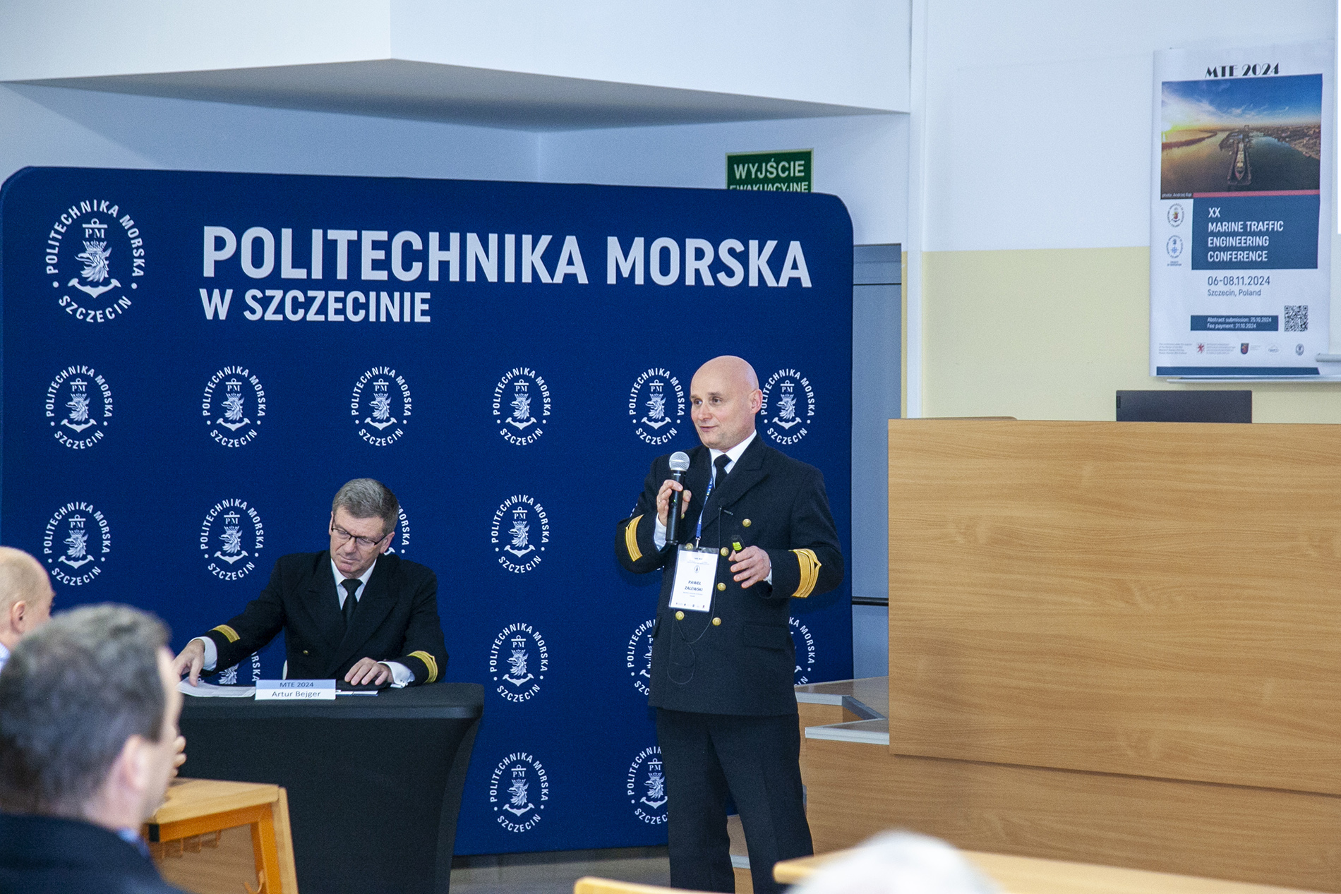 Opening ceremony of MTE 2024 Conference (from left: Vice-rector for Science - Artur Bejger, DSc, Eng., MUS Professor , Dean of Navigation Faculty - Paweł Zalewski, PhD, DSc., Chief officer, MUS Pofessor