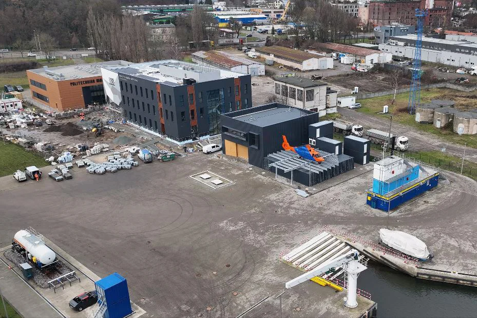 Plac budowy POSRM w listopadzie 2025 r - widok z drona