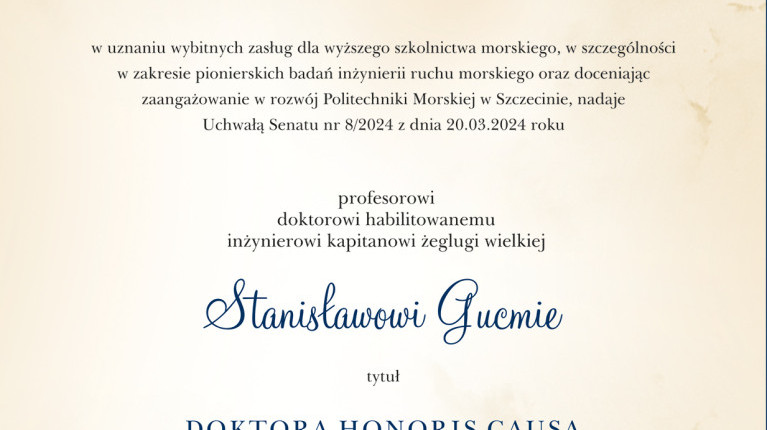 Dyplom doktora honoris causa  PM dla Stanisława Gucmy