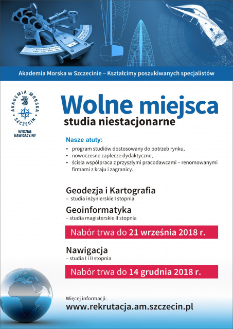 Wolne miejsca na studiach niestacjonarnych w Akademii Morskiej w Szczecinie - plakat