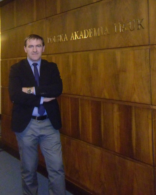 Photo - Professor Janusz Uriasz in the headquarters of the Polish Academy of Sciences.