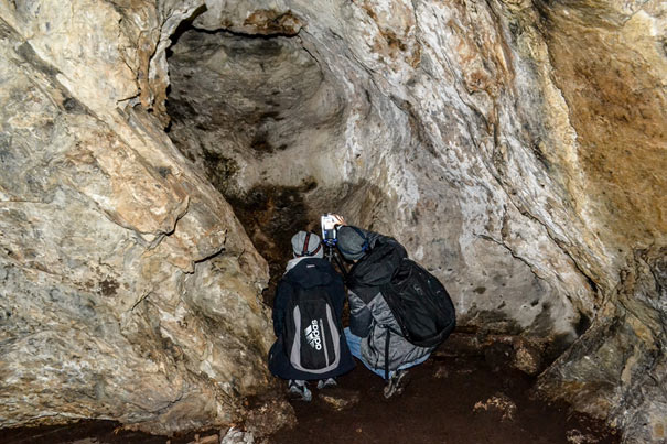 Students in the cave