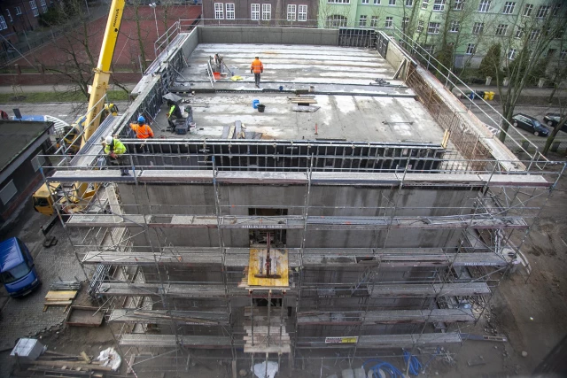 Akademickie Centrum Symulatorów PM podczas budowy - styczeń 2025