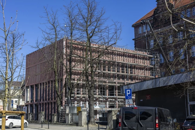 Plac budowy Centrum Symulatorów Promów i Offshore, kwiecień 2024