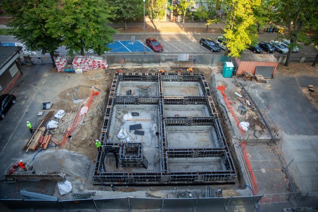 Plac budowy Centrum Symulatorów Promów i Offshore, wrzesień 2024 - widok z góry