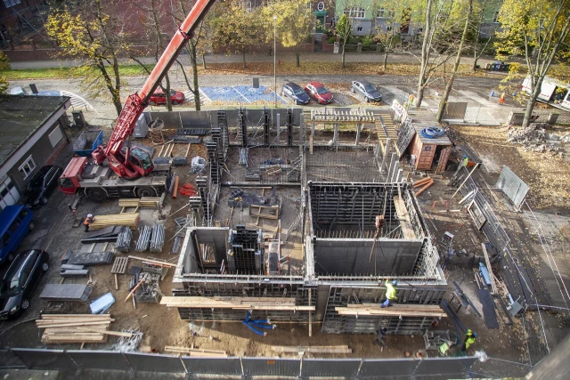 Plac budowy Centrum Symulatorów Promów i Offshore, październik 2024 - widok z góry