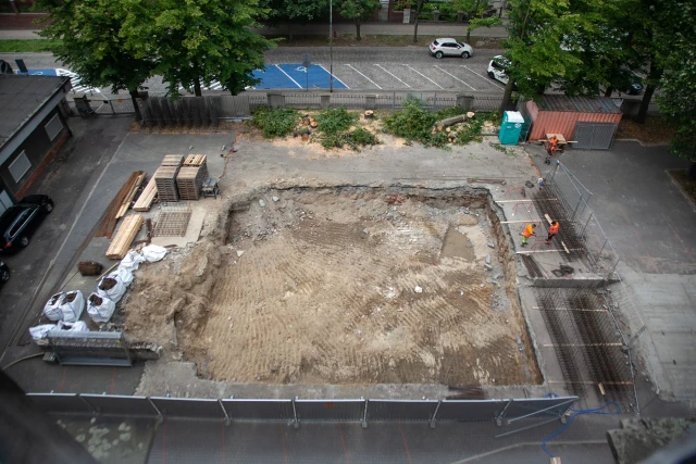 Plac budowy Centrum Symulatorów Promów i Offshore, sierpień 2024 - widok z góry