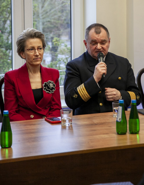 Rektor PK Danuta Zawadzka i Rektor PM Wojciech Ślączka na spotkaniu w siedzibie Północnej Izby Gospodarczej 