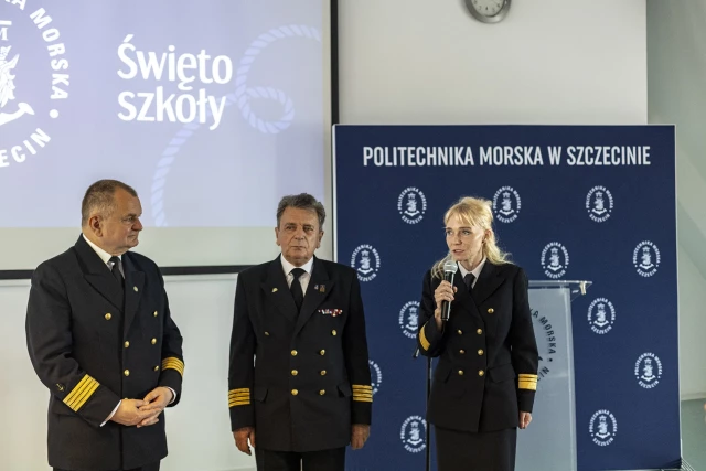 Rektor PM Wojciech Ślączka, Lechosław Bar, Dziekan Wydziału Mechanicznego Katarzyna Gawdzińska