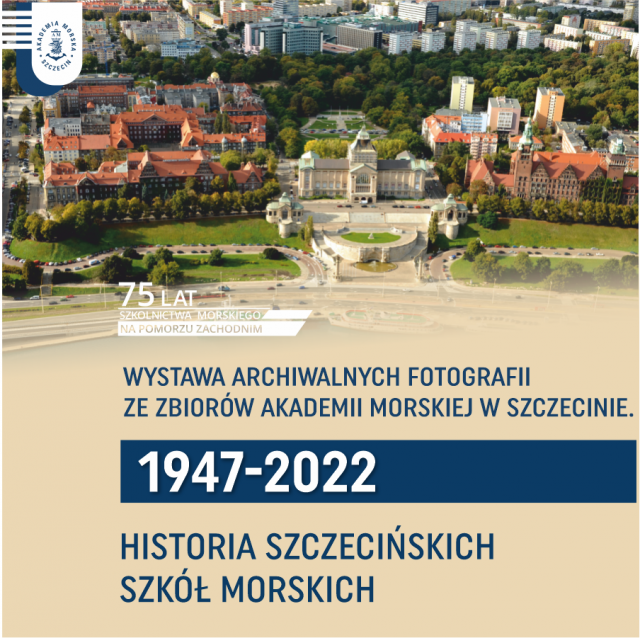 wystawy z okazji jubileuszu 75-lecia szkolnictwa morskiego na Pomorzu Zachodnim - plakat