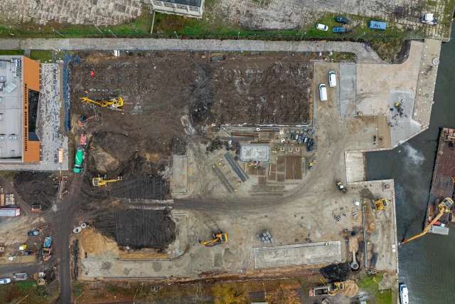 Plac budowy POSRM, listopad 2024 - widok z drona