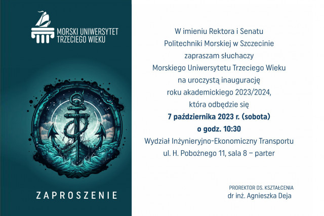 Zaproszenie na inaugurację Morskiego Uniwersytetu Trzeciego Wieku na PM - grafika