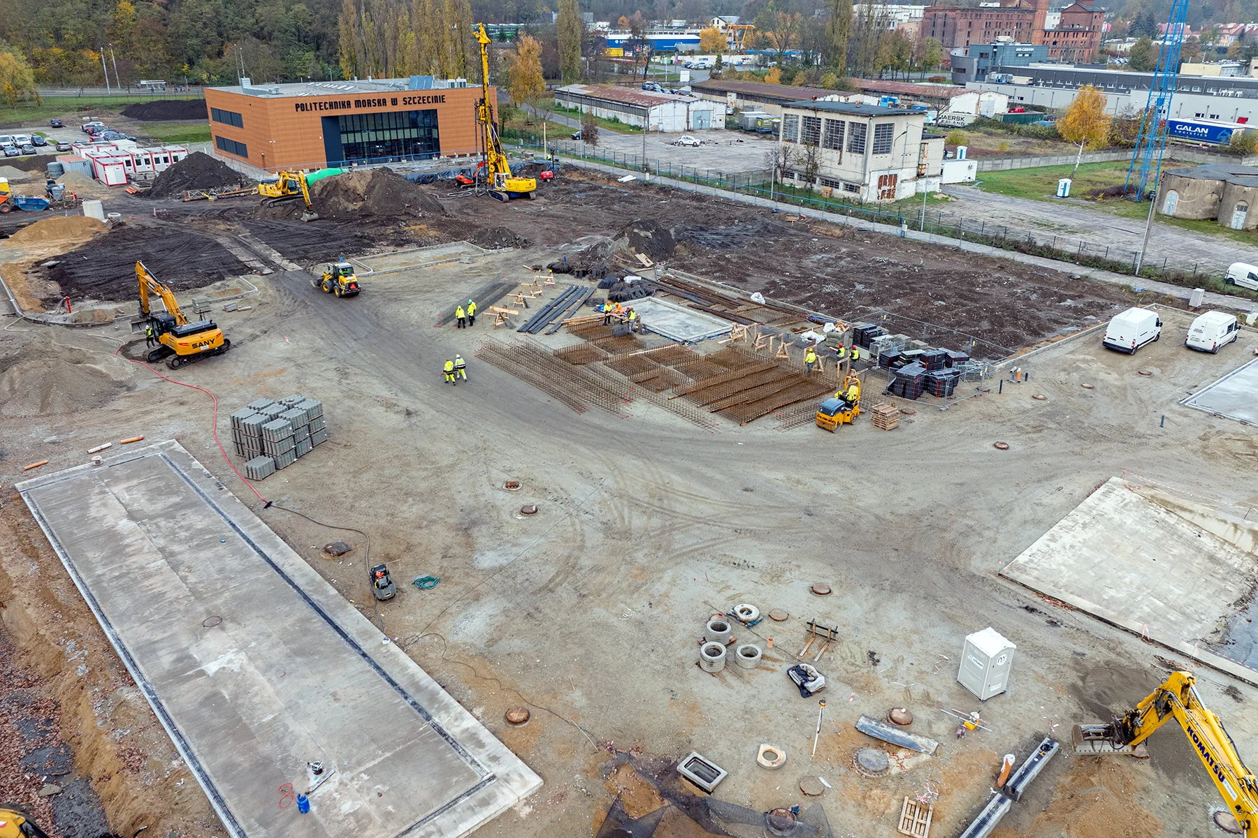 Plac budowy POSRM w listopadzie 2024 r - widok z drona