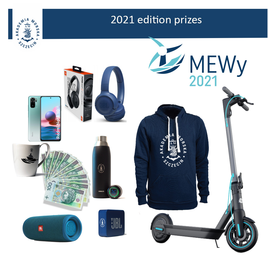 prizes in MEWy competition - 2021 edition - hoodies, scooter, speakers