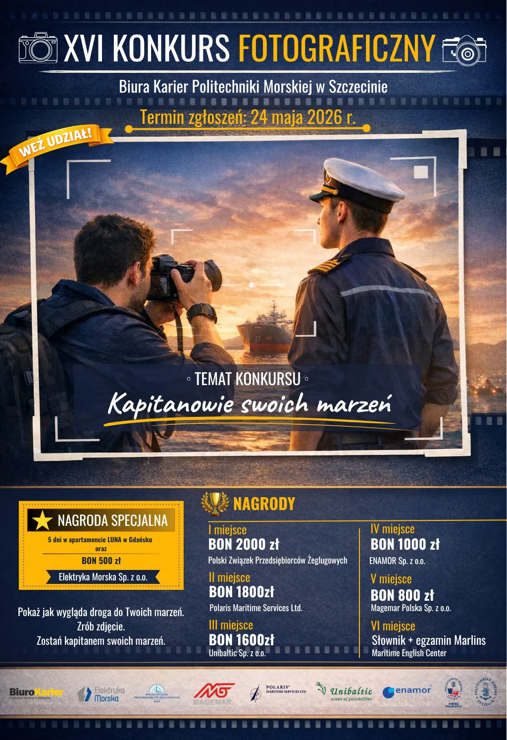  fotograf i kapitan plakat konkursu fotograficznego
