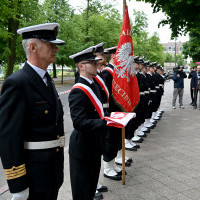 Kompania Honorowa AM z dowódcą i Pocztem Sztandarowym