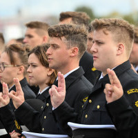 Studenci składają przysięgę podczas uroczystości inauguracji roku akademickiego 2024/25 na Politechnice Morskiej w Szczecinie