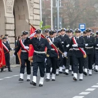Kompania Honorowa Politechniki Morskiej z Pocztem Sztandarowym podczas defilady z okazji inauguracji roku akademickiego 2026/27