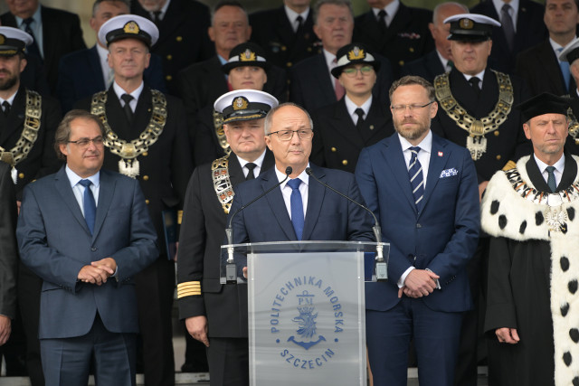 Jerzy Sołtysiak, Zachodniopomorski Wicekurator Oświaty przemawia podczas inauguracji roku akademickiego Politechniki Morskiej w Szczecinie