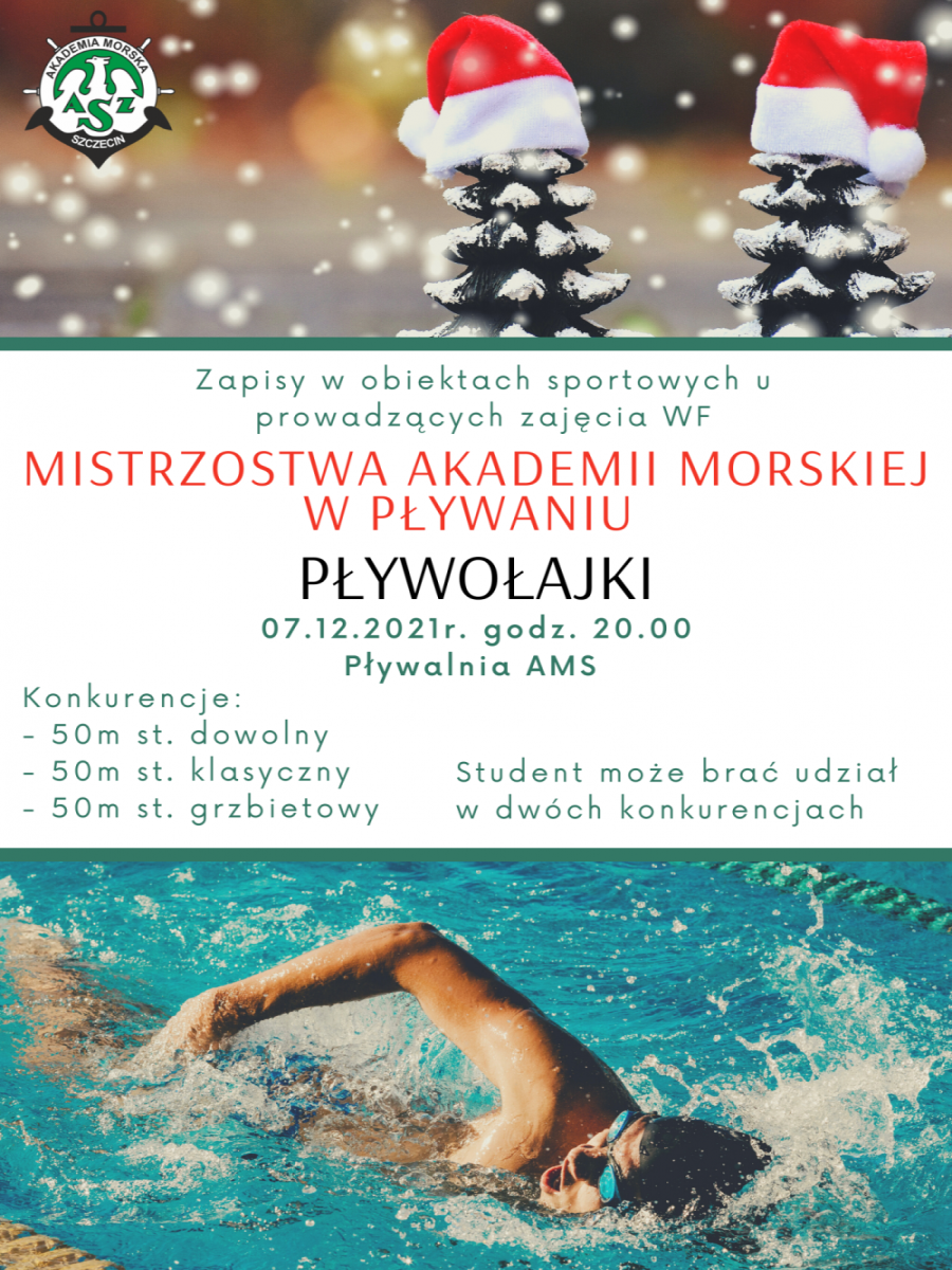 Mistrzostwa Akademii Morskiej w pływaniu - plakat