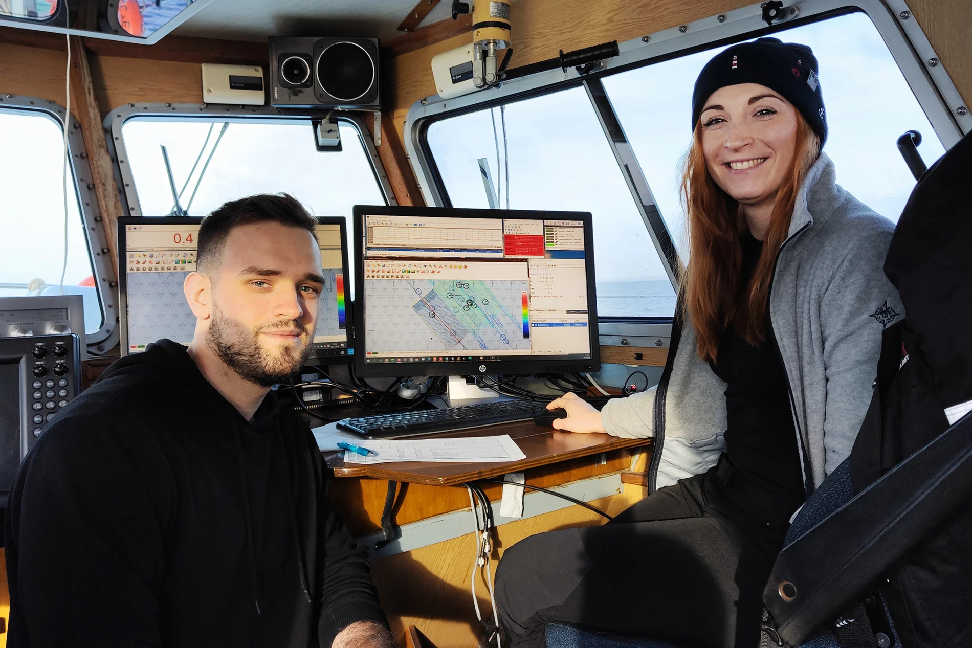 Studenci na pokładzie jednostki pomiarowej Hydrograf XXI