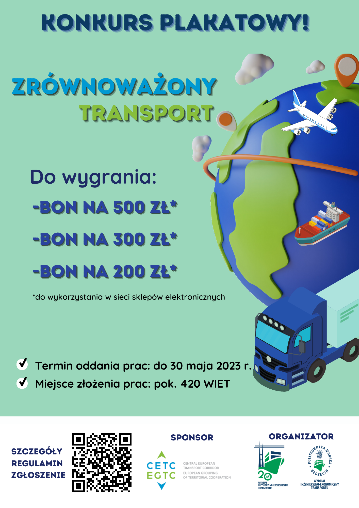 Plakat konkurs Zrównoważony Transport WIET 30 05 2023