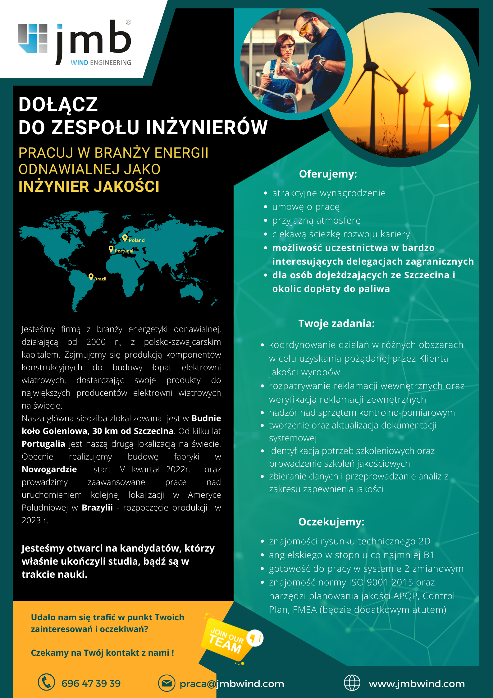 JMB Wind Engineering - oferta pracy - plakat