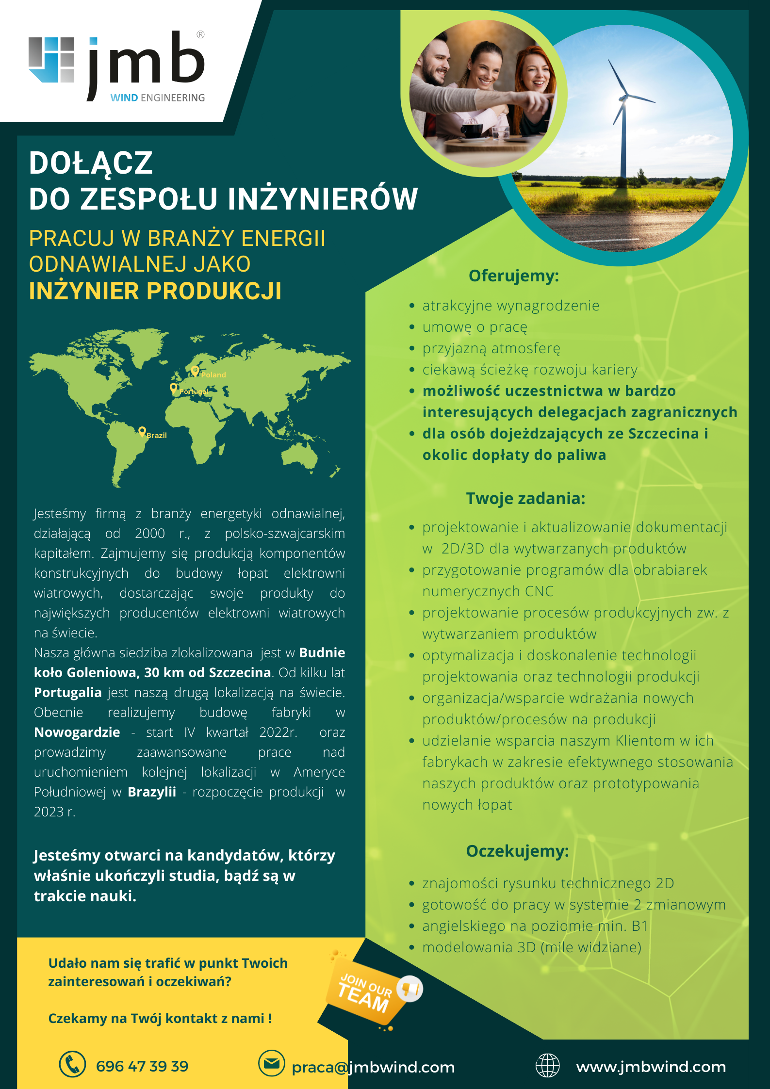 JMB Wind Engineering - oferta pracy - plakat