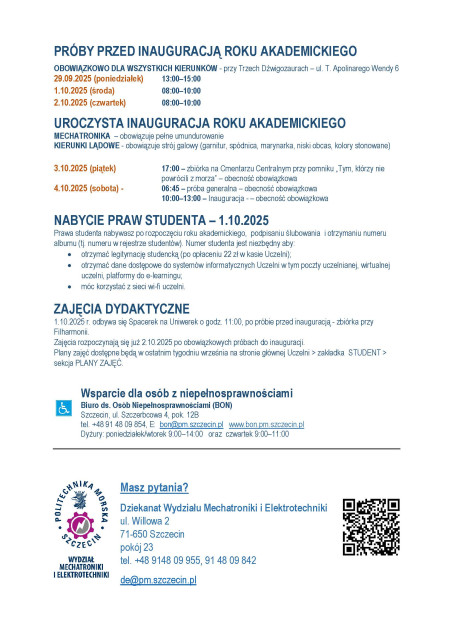 Informacja o dniach adaptacyjnych