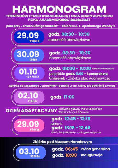 Plakat dotyczący dni adaptacyjnych WMiE
