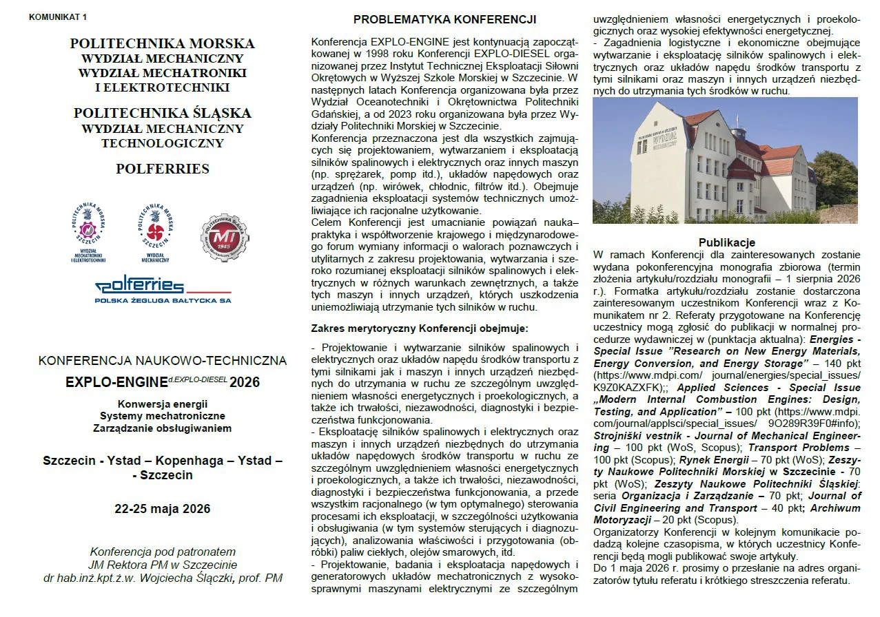 Komunikat EXPLO-ENGINE, pierwsza strona