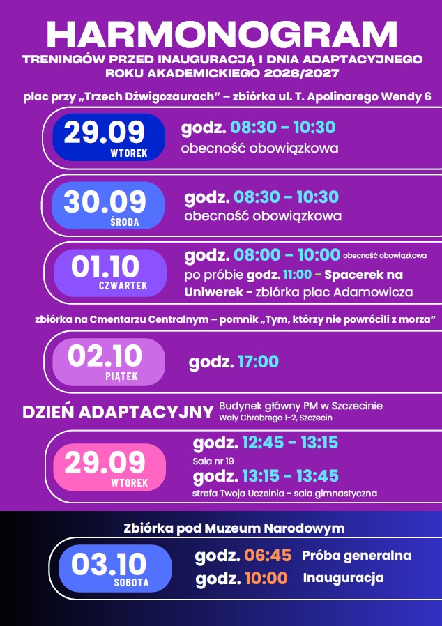 Plakat dotyczący dni adaptacyjnych WMiE