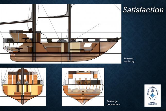 Projekt jachtu wykonany przez studenta oceanotechniki na Politechnice Morskiej w Szczecinie  