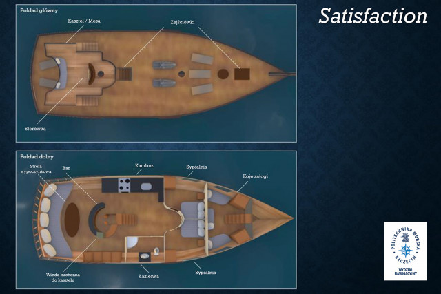 Projekt jachtu wykonany przez studenta oceanotechniki na Politechnice Morskiej w Szczecinie 