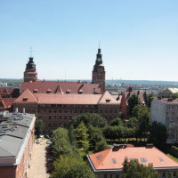 View from top floor - Student hall of residence Korab, Szczecin, Poland