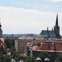 View from top floor - Student hall of residence Korab, Szczecin, Poland