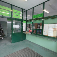 Main entrance and the reception desk - Pasat - student hall of residence, Szczecin, Poland