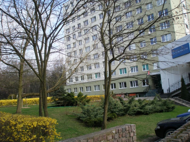 Main entrance and the reception desk - Pasat - student hall of residence, Szczecin, Poland