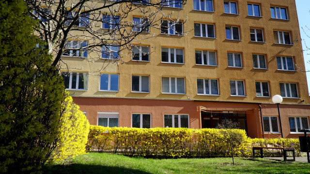 The main entrance to Pasat - student hall of residence, MUS, Szczecin, Poland