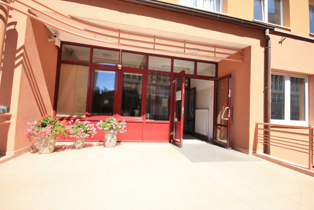 The main entrance to Pasat - student hall of residence, MUS, Szczecin, Poland