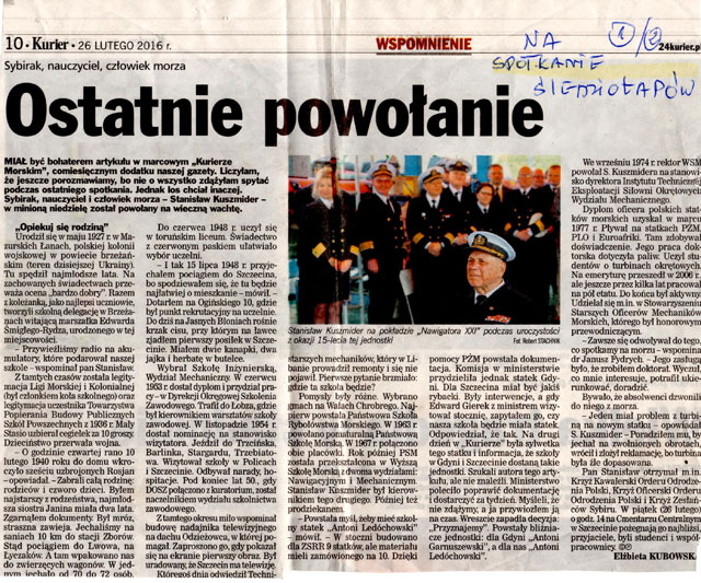 artykuł w Kurierze o dr. inż. Stanisławie Kuszmiderze